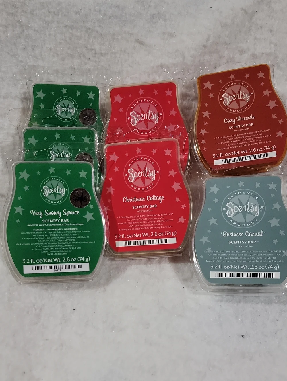 Scentsy Holiday Wax Bar Set - Green, Red, Brown, Gray Four Fragances Festive